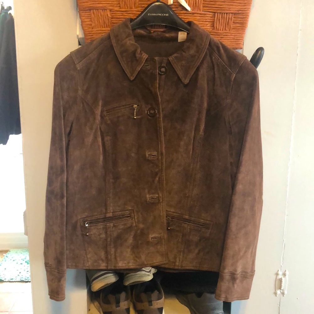 i.e relaxed brown leather jacket